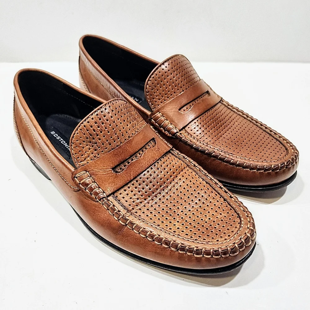 Bostonian Penny Loafers Men’s 8.5M Tan Brown Leather Slip-On Dress Casual Shoes